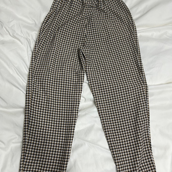 H&M Divided Brown Check High-Waist Trousers - Picture 3 of 3